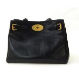 Mulberry shopper bag, black leather, brass-coloured fittings,