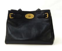 Mulberry shopper bag, black leather, brass-coloured fittings,