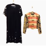 Murek black dress with silver foil decoration and a JEM Jenny Edwards-Moss brocade jacket