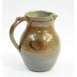 Ray Finch Winchcombe salt glazed jug with brown and grey ground, stamped to handle base,