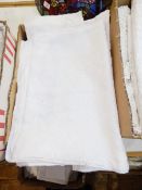 Various linen cut and drawn thread and embroidered tablecloths (1 box)