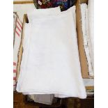 Various linen cut and drawn thread and embroidered tablecloths (1 box)