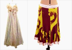 Vintage Gina Fratini pure silk evening dress in chiffon, pink,