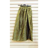 Hardy Ames green and gold striped taffeta evening skirt, labelled Made In France,