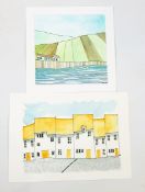 Small quantity of unframed prints and watercolours and two other pictures