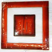 Modern art glass panel by Sharon Harding, approx 70cm x 70cm and another signed "Bez",