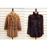 Three-quarter length mink coat with pockets and buttons,