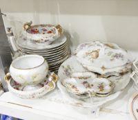 Quantity of continental porcelain to include a pair of trefoil form dishes printed floral