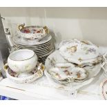 Quantity of continental porcelain to include a pair of trefoil form dishes printed floral