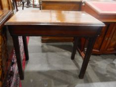 19th century inlaid rectangular top side table with pierced corner brackets, on moulded square legs,
