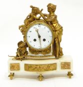 19th century French ormolu and white marble mantel clock,