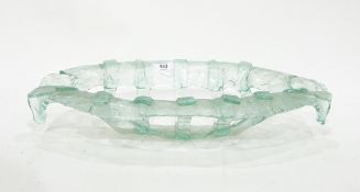 Modern glass bowl of oval design formed of strips of glass,