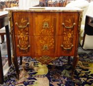 19th century miniature commode with multi-coloured marbled top,