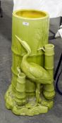 Bretby green glazed pottery umbrella stand in the chinoiserie style in the form of bamboo,