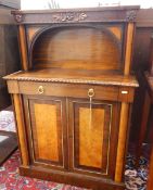 19th century rosewood cabinet, the top with arched shelf,