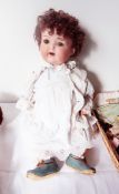 Armand Marseille 1920's/30's bisque headed doll with composition body, open mouthed, 55cm approx.