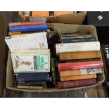 Two boxes of assorted books on various subjects and a cased sewing machine (3)