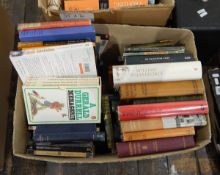 Two boxes of assorted books on various subjects and a cased sewing machine (3)