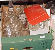 Quantity of assorted glassware including decanters, wines,