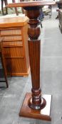 Mahogany square-top jardiniere stand with moulded edge,