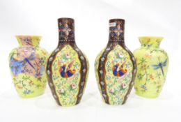 Pair of Victorian opaque glass vases,