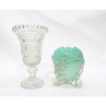 Victorian green glass vase,