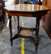 Edwardian rosewood octagonal top occasional table with under-shelf,