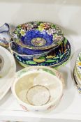 Quantity of Maling lustre and other plates and dishes and a pearlescent basket (10)