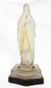 Early 20th century moulded frosted glass standing figure of the Virgin Mary,