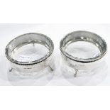 Pair of Walker & Hall silver and glass preserve dishes,