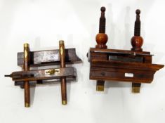 Two antique beech and boxwood carpenter's planes with brass mounts