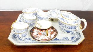 Wedgwood cabaret set decorated in blue and white with borders of flowers,