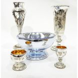 Collection of 19th century and later mercury glass including a vase of flared form etched with