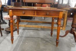 19th century mahogany rectangular top side table with moulded edge, two frieze drawers,