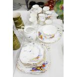 Carltonware bone china part tea service on white ground with printed blue stylised design with