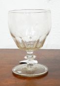 Early 19th century glass rummer with half-fluted bowl and knopped stem
