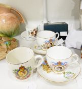 Quantity of commemorative china to include cups and saucers,