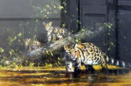 After David Shepherd Limited edition colour print "Clouded Leopard and Cubs", signed in pencil,