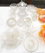 Quantity of Victorian and later pressed glass including a butter dish and cover of octagonal form,