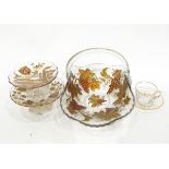Quantity of glassware including a basket with moulded and painted vine decoration,