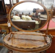 Georgian style mahogany swing frame dressing table mirror on turned supports,