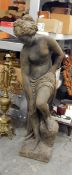 Lightweight resin model of classical partially draped female with bronze colouration,