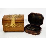 Oak dome-topped box with pierced brass mounts, a decorative hardwood box,