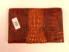 Early 20th century crocodile skin wallet with fitted interior