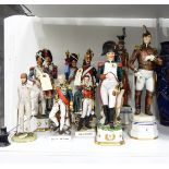 Quantity of Capodimonte and other porcelain models of military officers including Berthier and