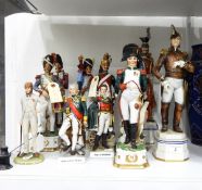 Quantity of Capodimonte and other porcelain models of military officers including Berthier and