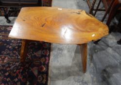 Rustic elm coffee table on trestle supports,