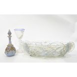 Early to mid 20th century two-handled opalescent glass bowl of oval form,