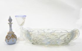 Early to mid 20th century two-handled opalescent glass bowl of oval form,