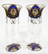 Pair of painted glass vases,